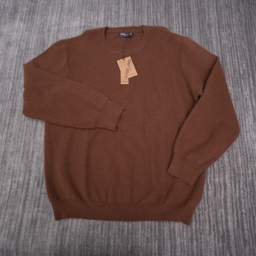 PJ Paul Jones Sweater Mens XL Brown New Textured Knit Crewneck Long Sleeve